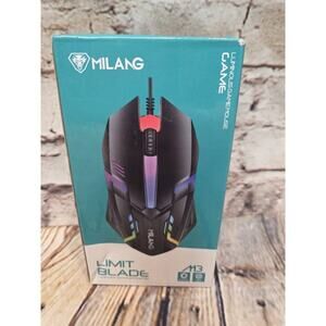 Milang Black Gaming Mouse Limit Blade Rainbow Back light USB Attachment NEW